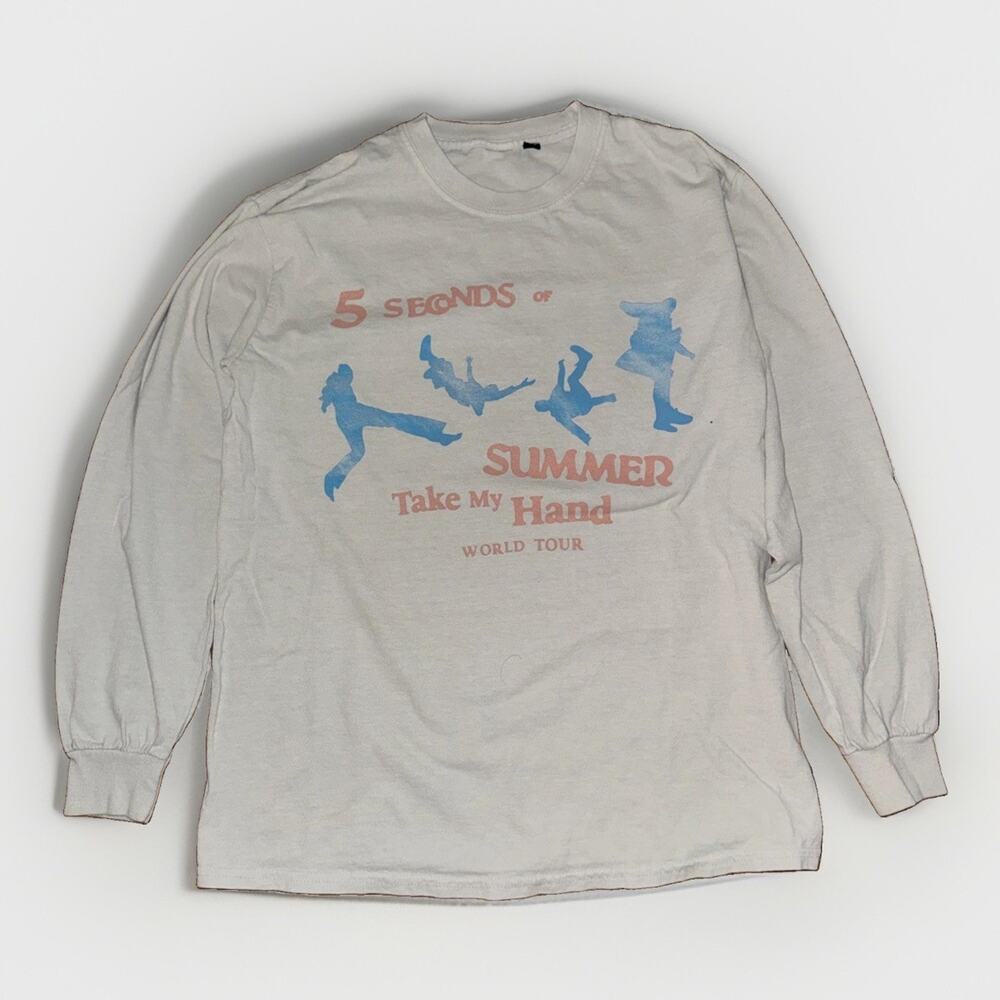 5 Seconds Of Summer Long Sleeve T-Shirt Medium Grey 18x25